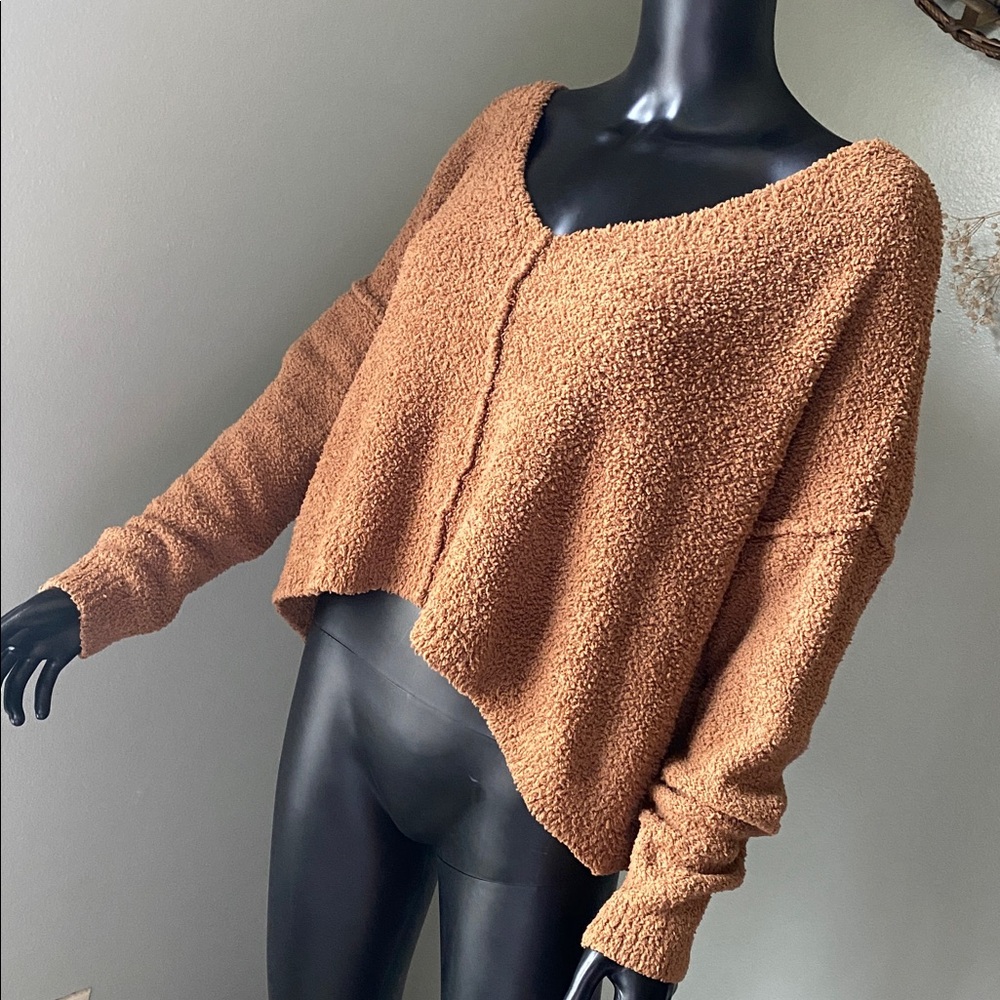 Hazel Moon Teddy Bear Brown Cozy V-Neck Sweater - Picture 4 of 10